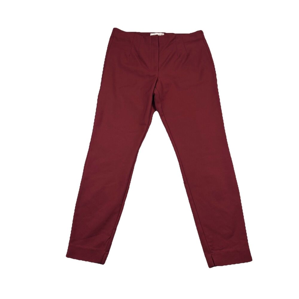 Mango Stretch Trousers Super Skinny Womens 10 Burgundy Elastic Waist NWT